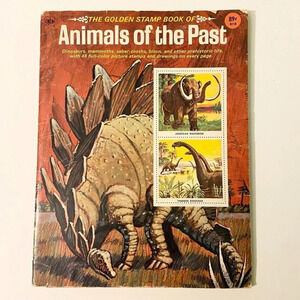 Vintage 1976 The  Golden Stamp Book of Animals of the Past Missing 1 Stamp